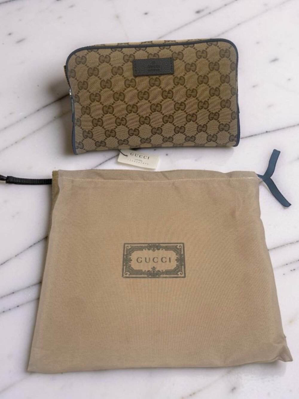 NEW Gucci Beige GG Monogram Pouch Fanny Pack Belt Bag Waist bag